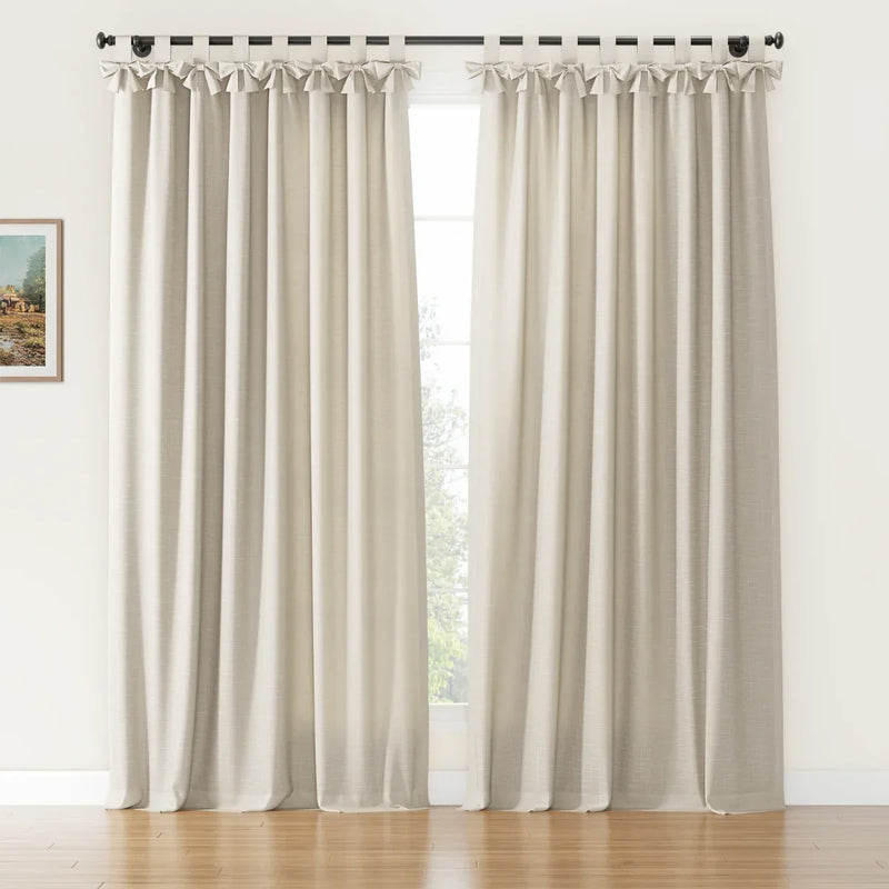 Jawara Textured Linen Cotton Tie Top Curtains
