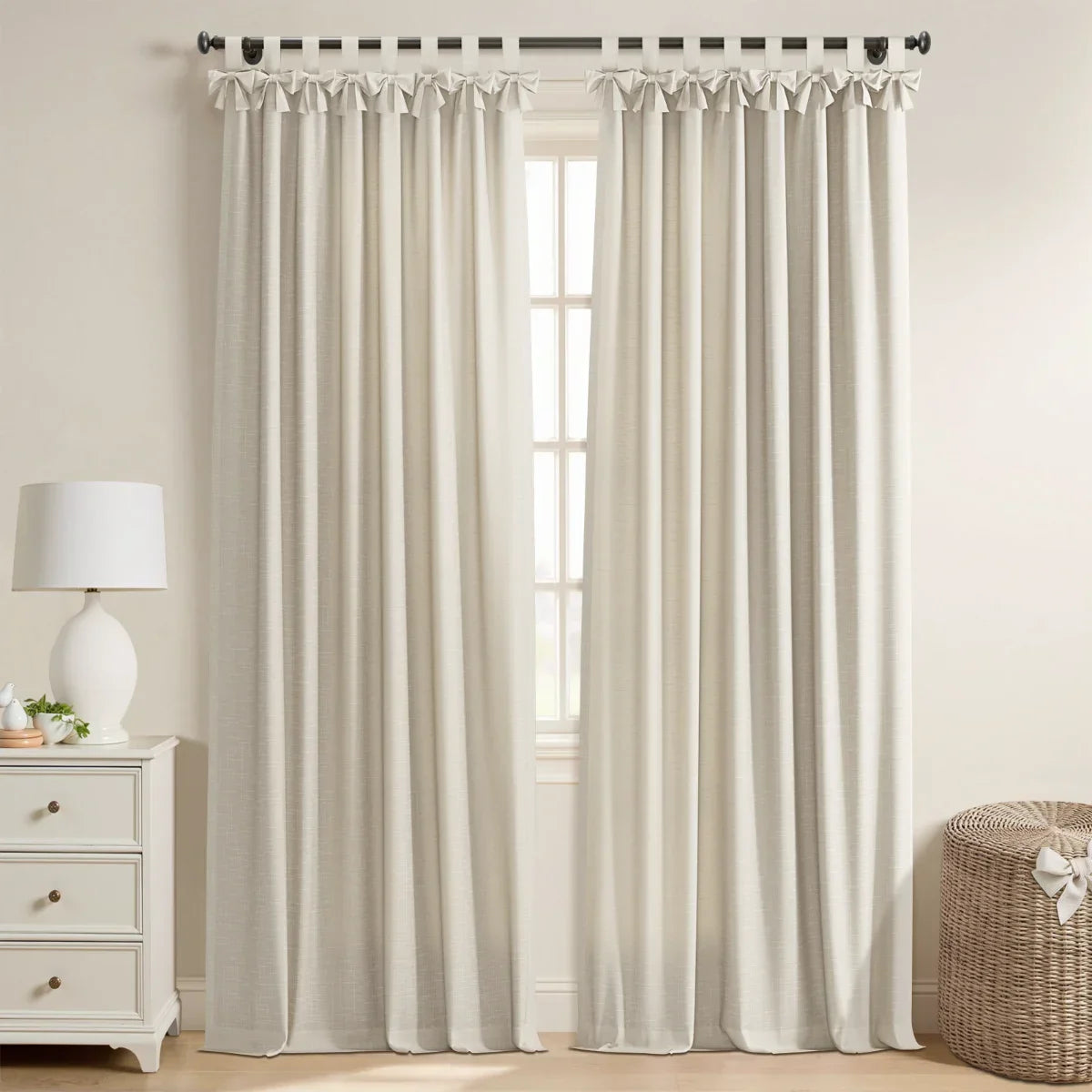 Jawara Textured Linen Cotton Tie Top Curtains