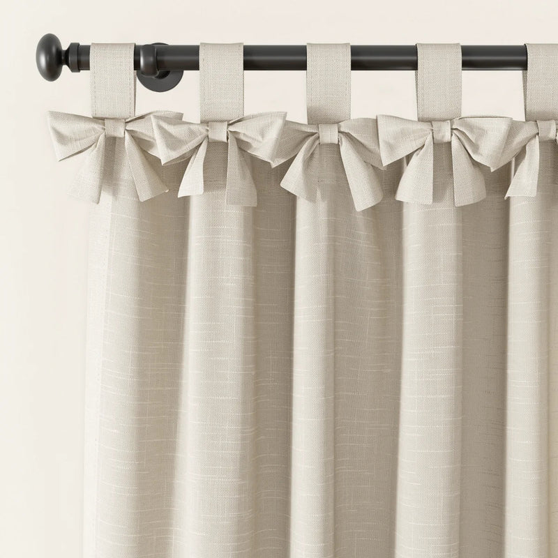 Jawara Textured Linen Cotton Tie Top Curtains