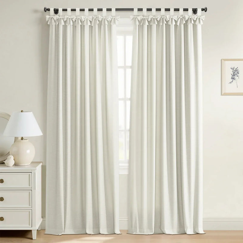 Jawara Textured Linen Cotton Tie Top Curtains