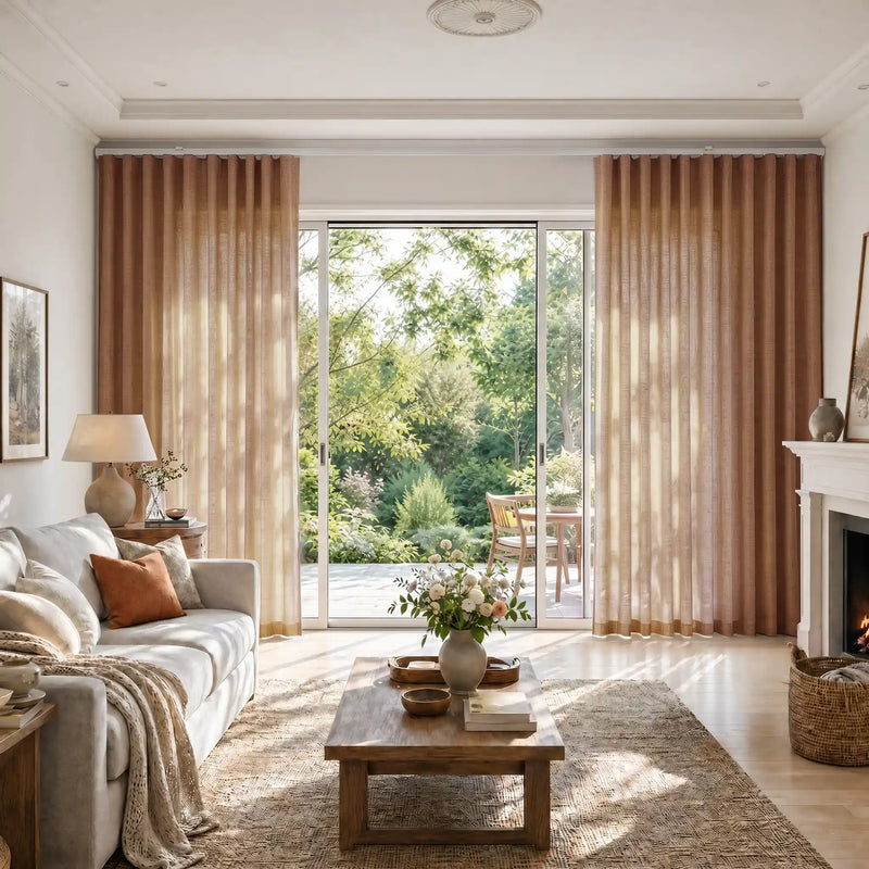 Liz Linen S-fold Curtains with Snap Tape - Lora Track