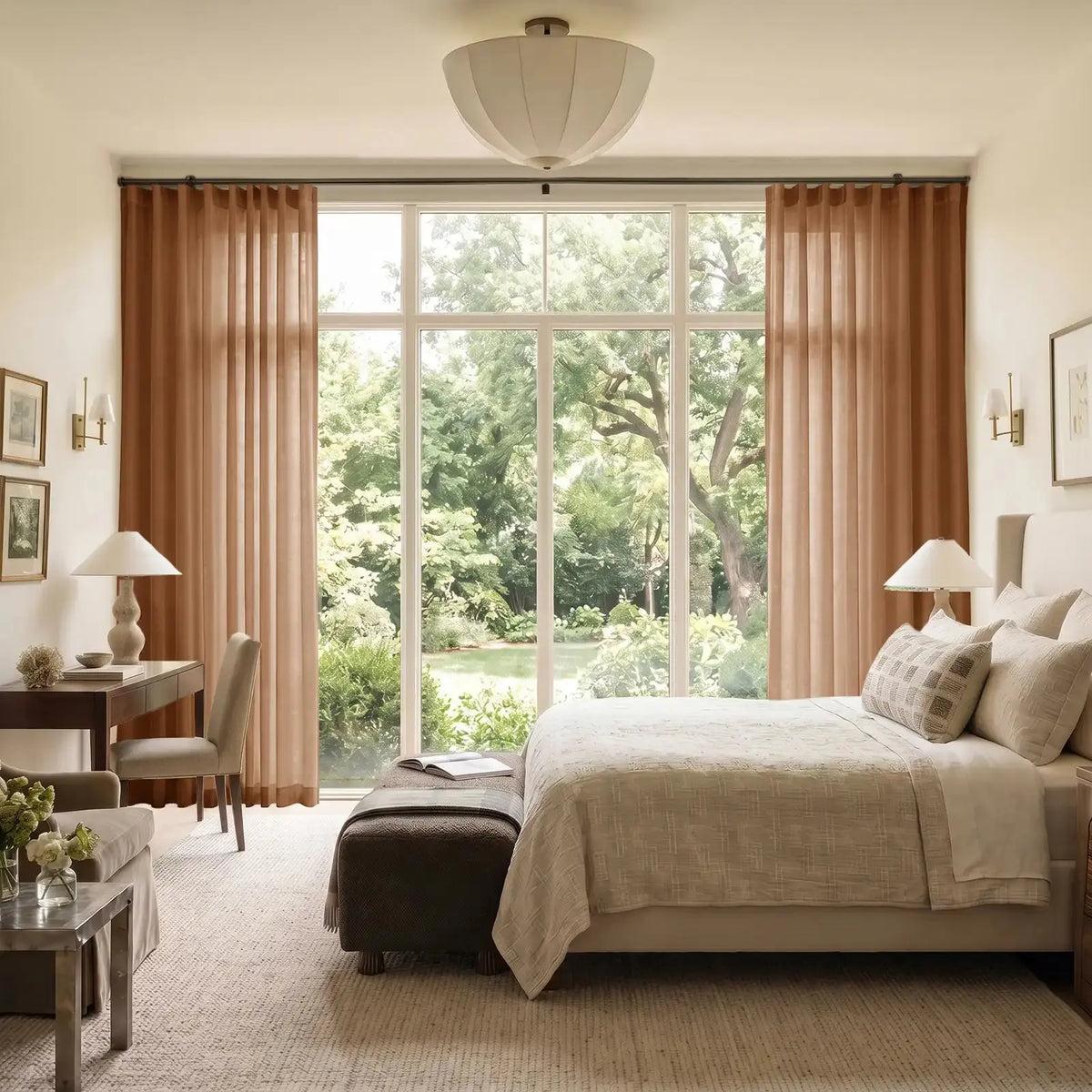 Liz Linen Ripple Fold Curtain with Belt Hook - Cato Traverse Rod- -TWOPAGES