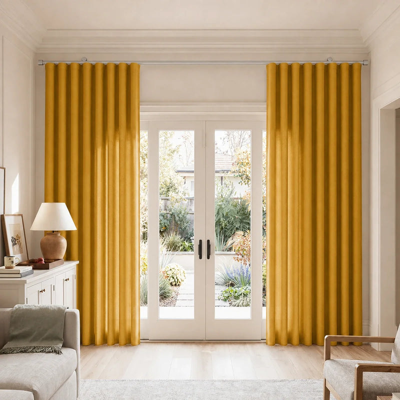 Birkin Velvet S-fold Curtains with Belt Hook - Cato Traverse Rod