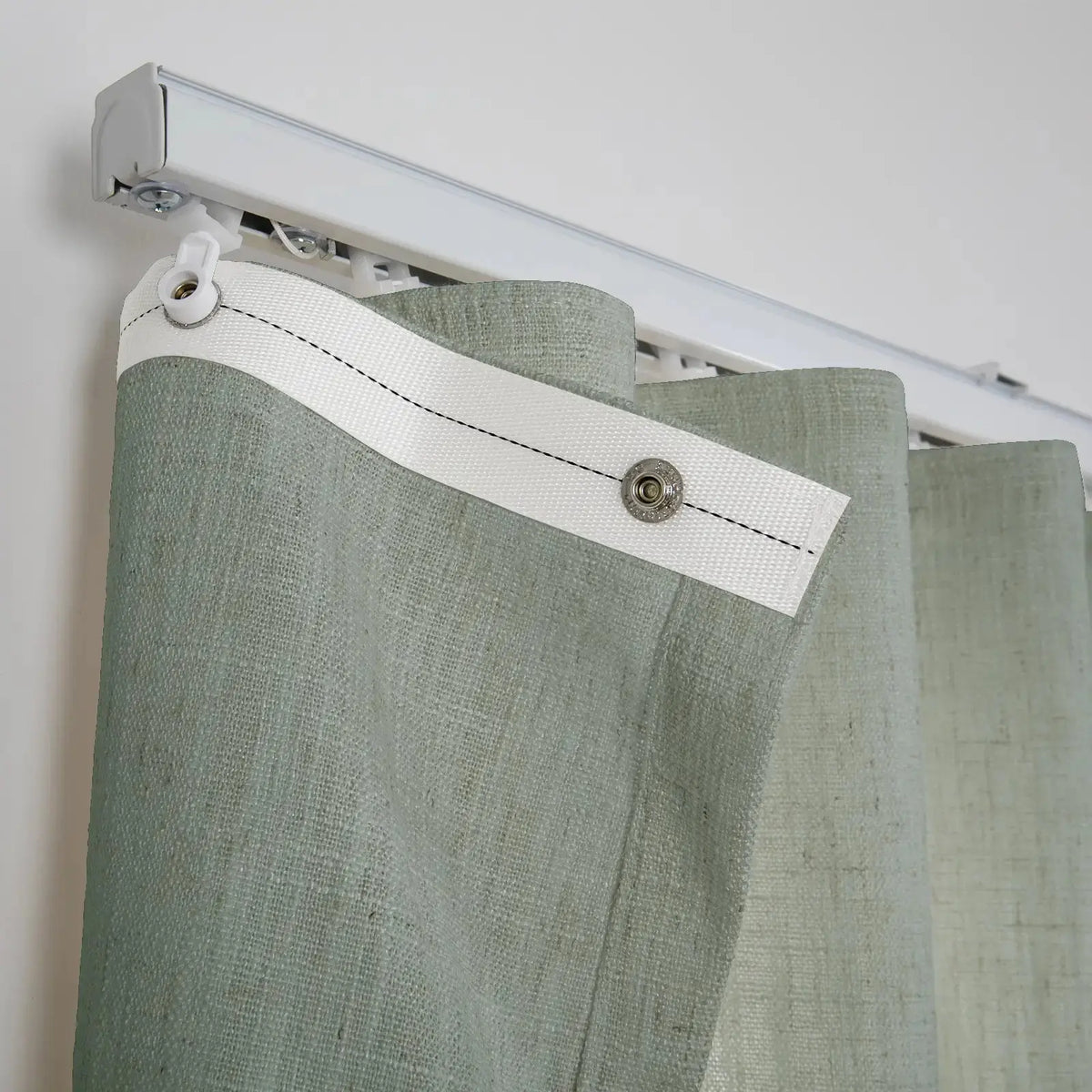 Liz Linen Ripple Fold Drapery with Snap Tape - Lora Track- -TWOPAGES
