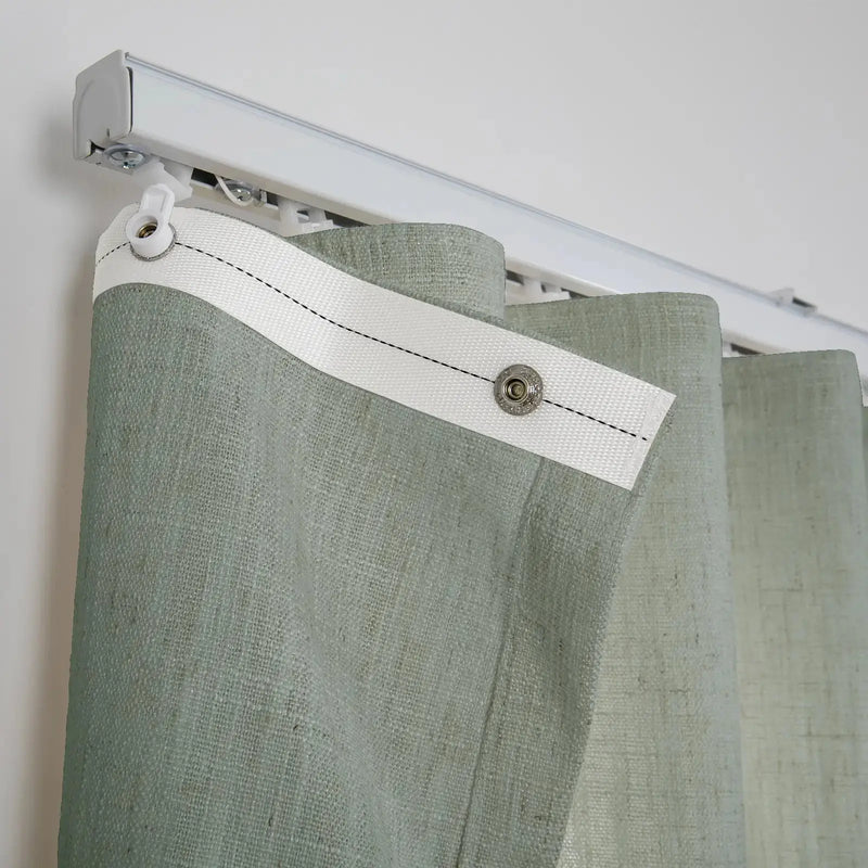 Liz Linen Ripple Fold Drapery with Snap Tape - Lora Track- -TWOPAGES