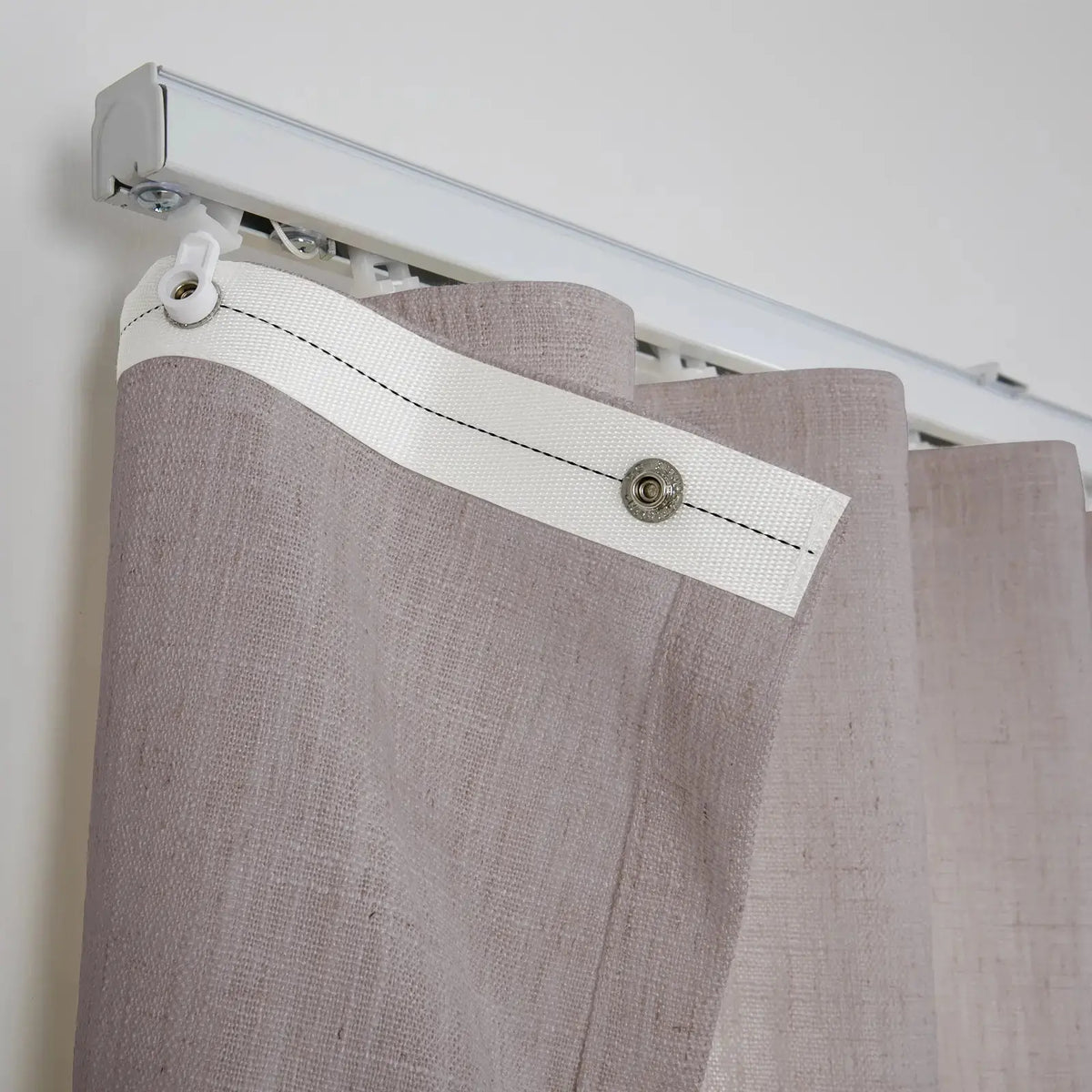 Liz Linen Ripple Fold Drapery with Snap Tape - Lora Track- -TWOPAGES