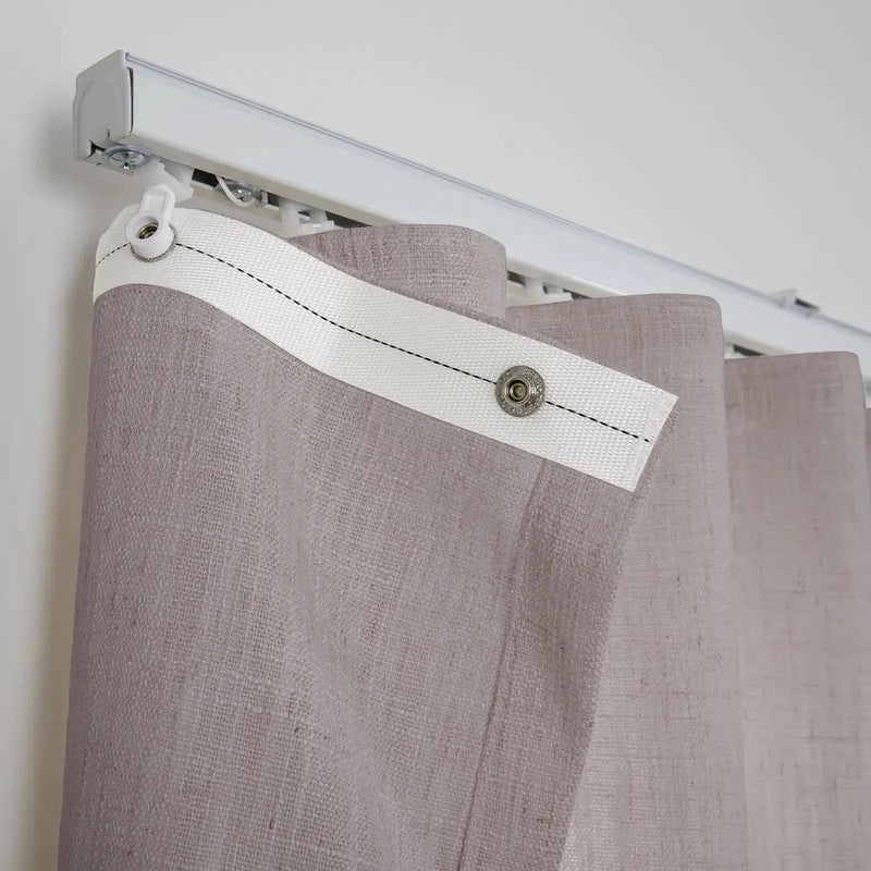 Liz Linen Ripple Fold Drapery with Snap Tape - Lora Track- -TWOPAGES
