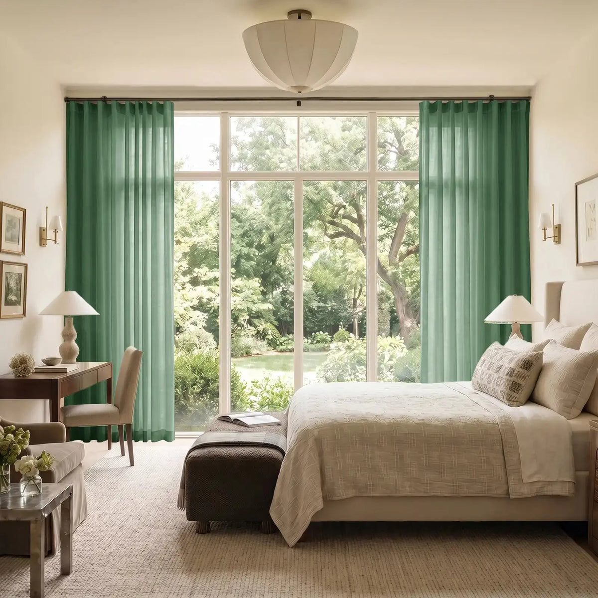 Liz Linen Ripple Fold Curtain with Belt Hook - Cato Traverse Rod- -TWOPAGES