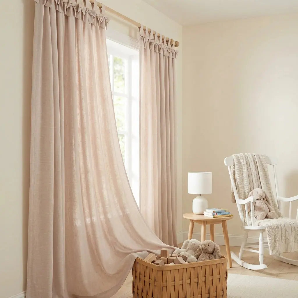 Jawara Textured Linen Cotton Tie Top Curtains