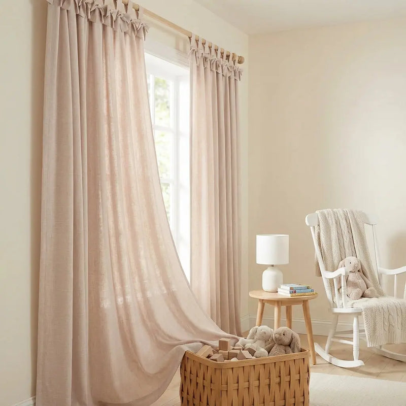 Jawara Textured Linen Cotton Tie Top Curtains
