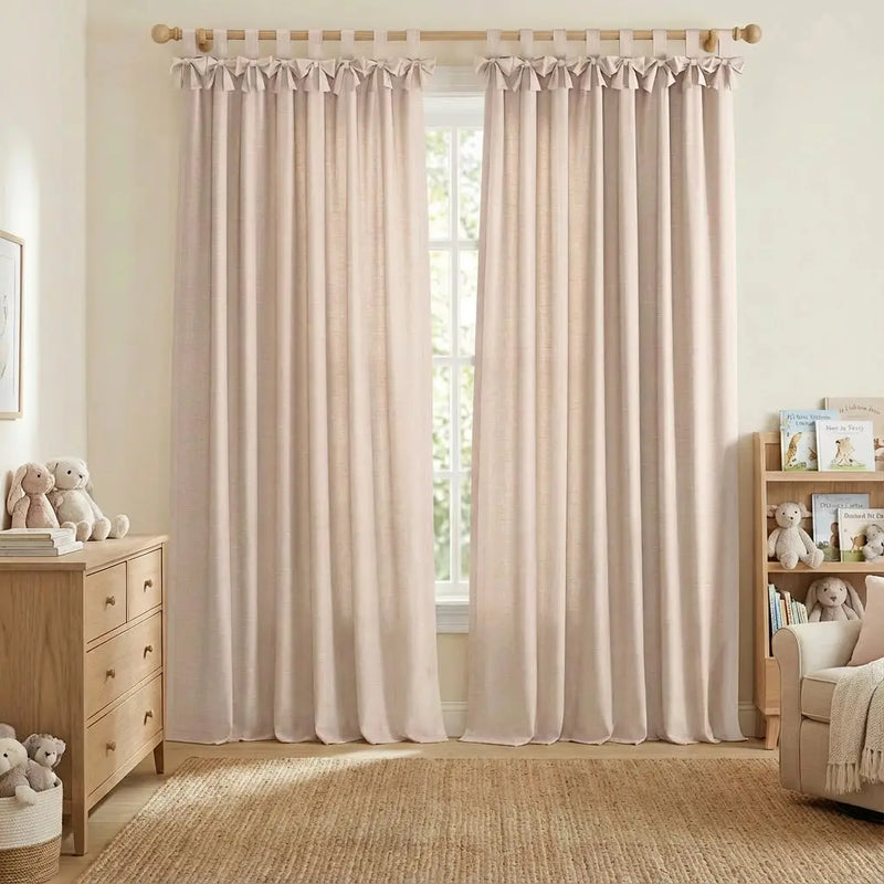 Jawara Textured Linen Cotton Tie Top Curtains