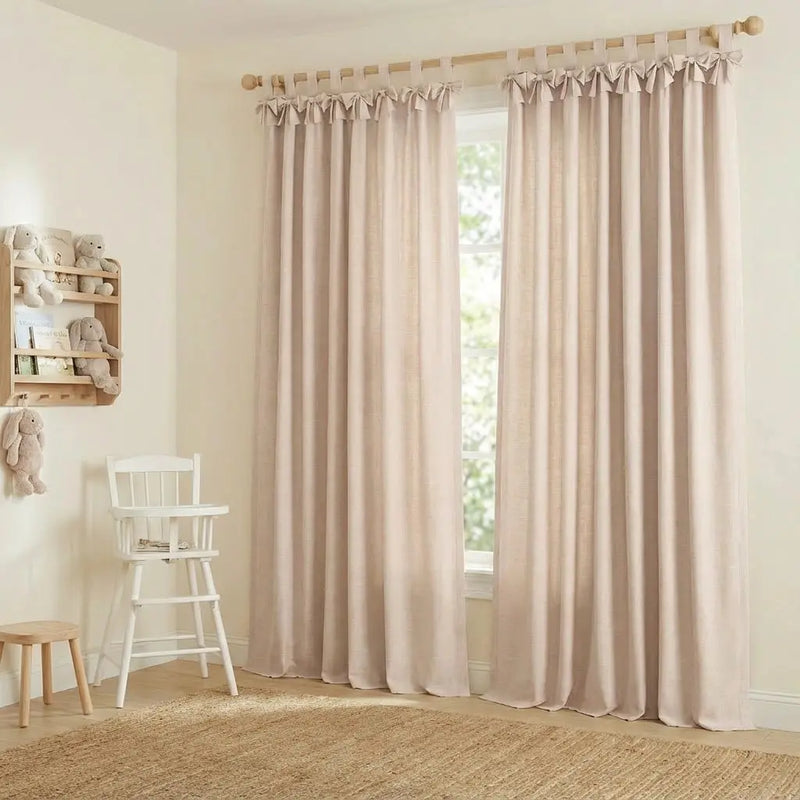 Jawara Textured Linen Cotton Tie Top Curtains