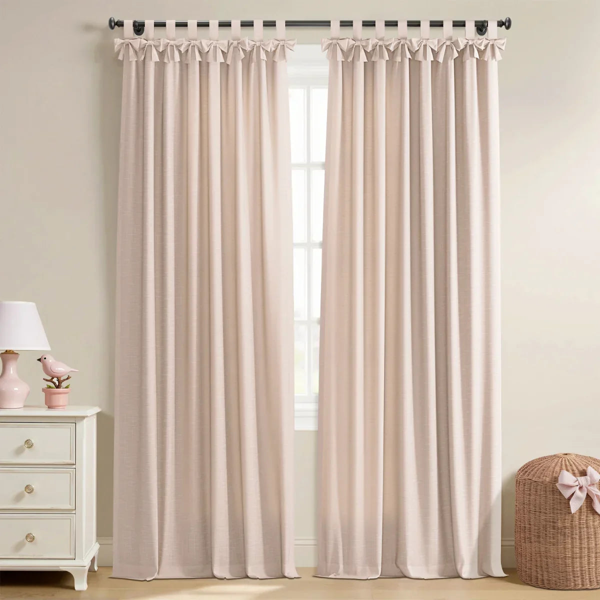 Jawara Textured Linen Cotton Tie Top Curtains