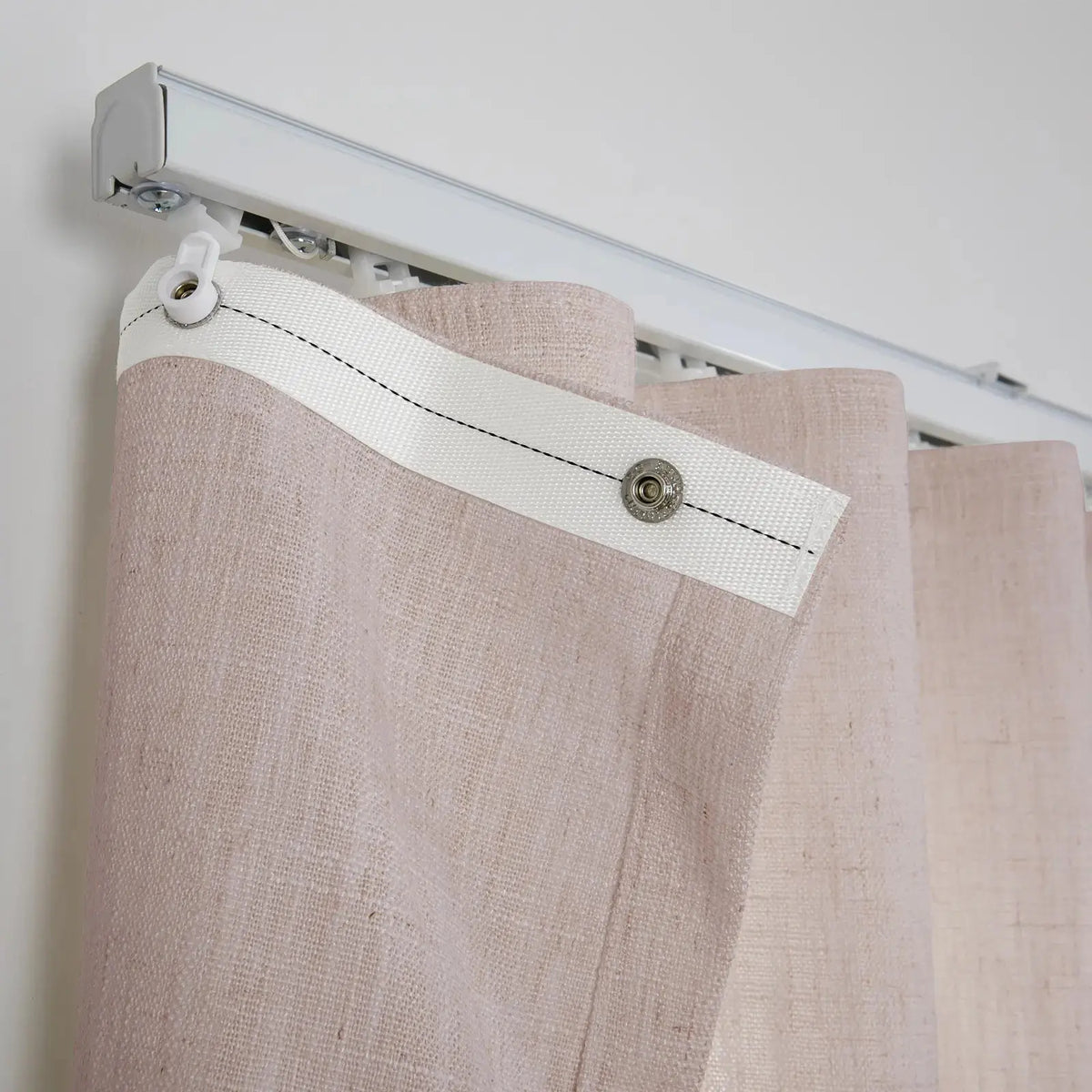 Liz Linen Ripple Fold Drapery with Snap Tape - Lora Track- -TWOPAGES