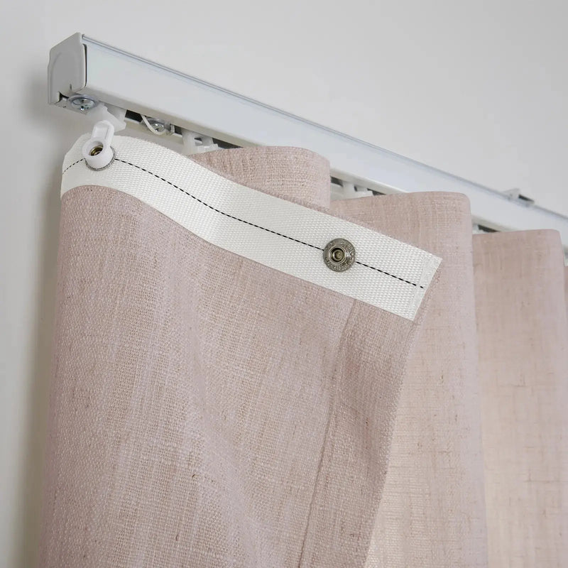 Liz Linen Ripple Fold Drapery with Snap Tape - Lora Track- -TWOPAGES