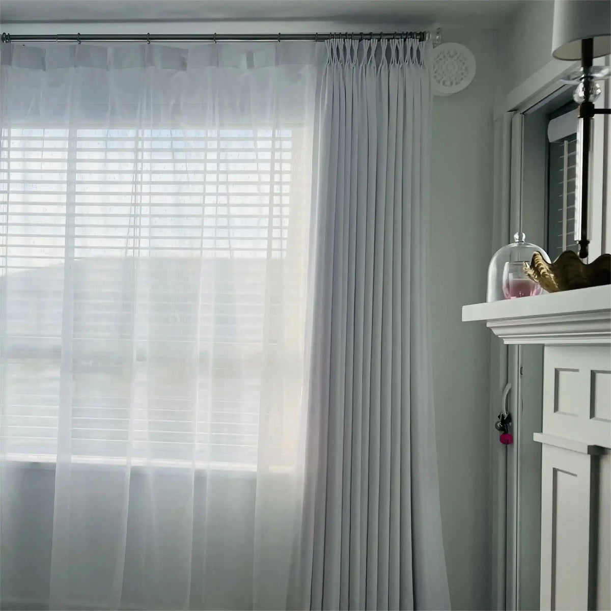 Florida Embossed White Semi-Sheer Pleated Curtains
