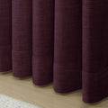 Plum Liz linen curtains showing the lower drape and pooling folds near the floor