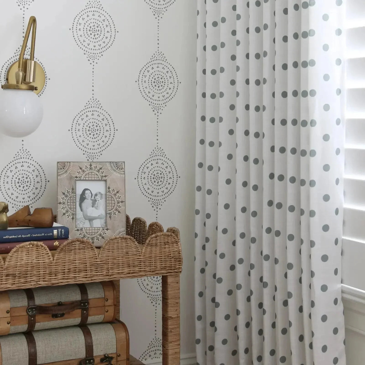 Stefana Silber x TWOPAGES Graphic Printed Linen Blend Pleated Curtains