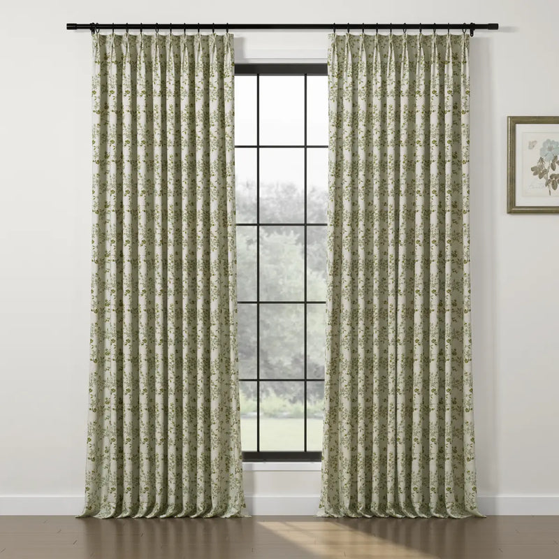 Sara Le x TWOPAGES Vintage Printed Linen Pleated Curtains