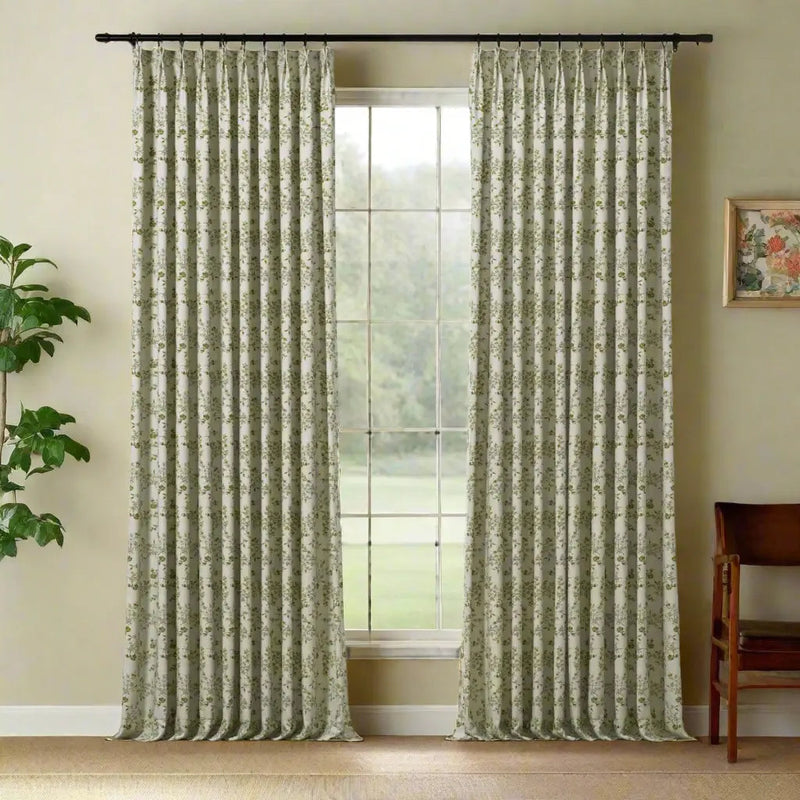 Sara Le x TWOPAGES Vintage Printed Linen Pleated Curtains