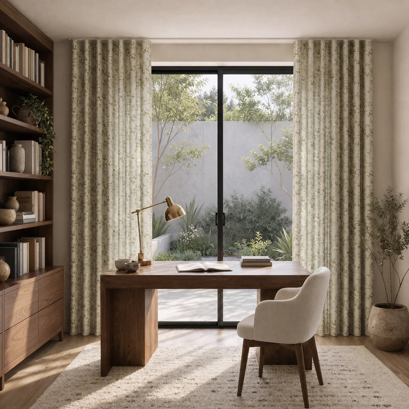 Sara Le x TWOPAGES Printed Linen S-fold Curtains with Belt Hook - Leo Track