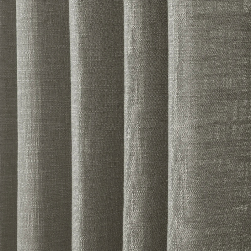 Pure Cashmere Light Grey Liz linen curtains in a close room detail highlighting the linen texture and colour