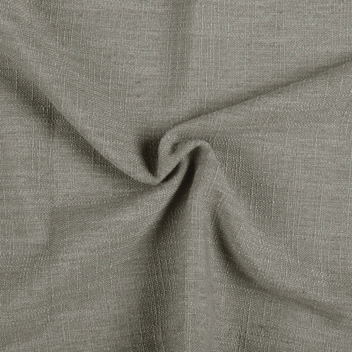 Pure Cashmere Light Grey Liz linen curtains drawn partly across the window with filtered light revealing the weave