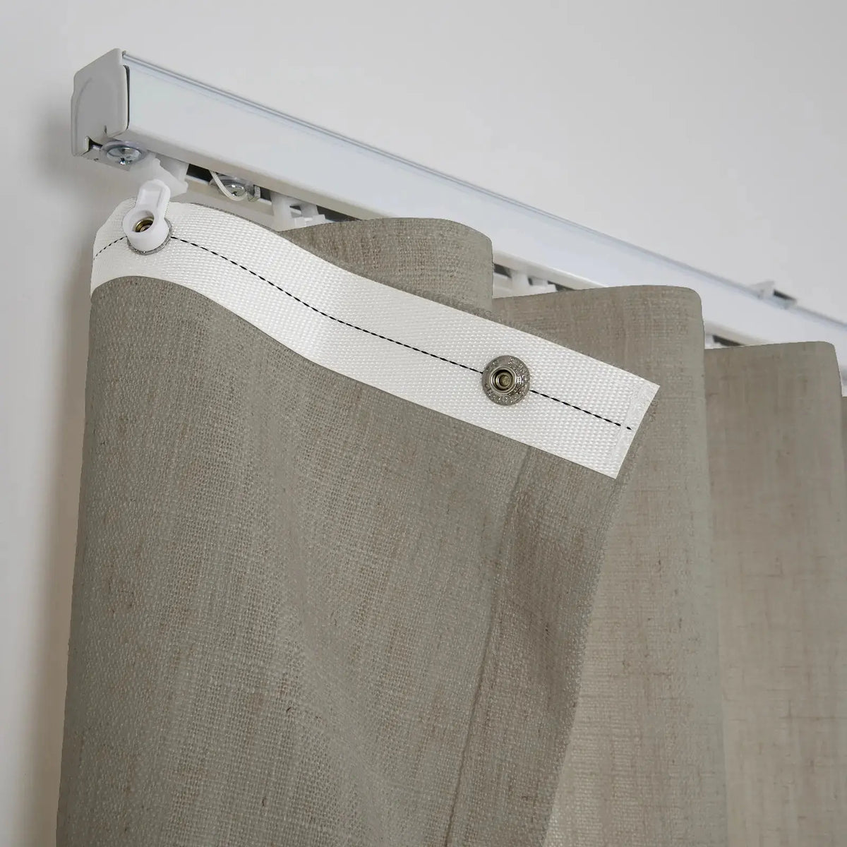 Liz Linen Ripple Fold Drapery with Snap Tape - Lora Track- -TWOPAGES