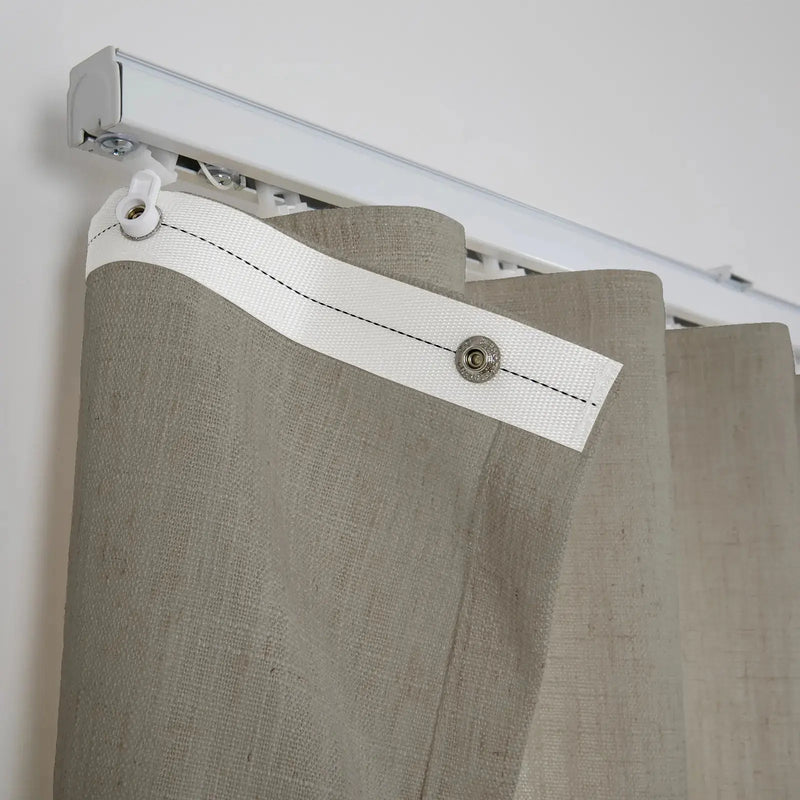 Liz Linen Ripple Fold Drapery with Snap Tape - Lora Track- -TWOPAGES