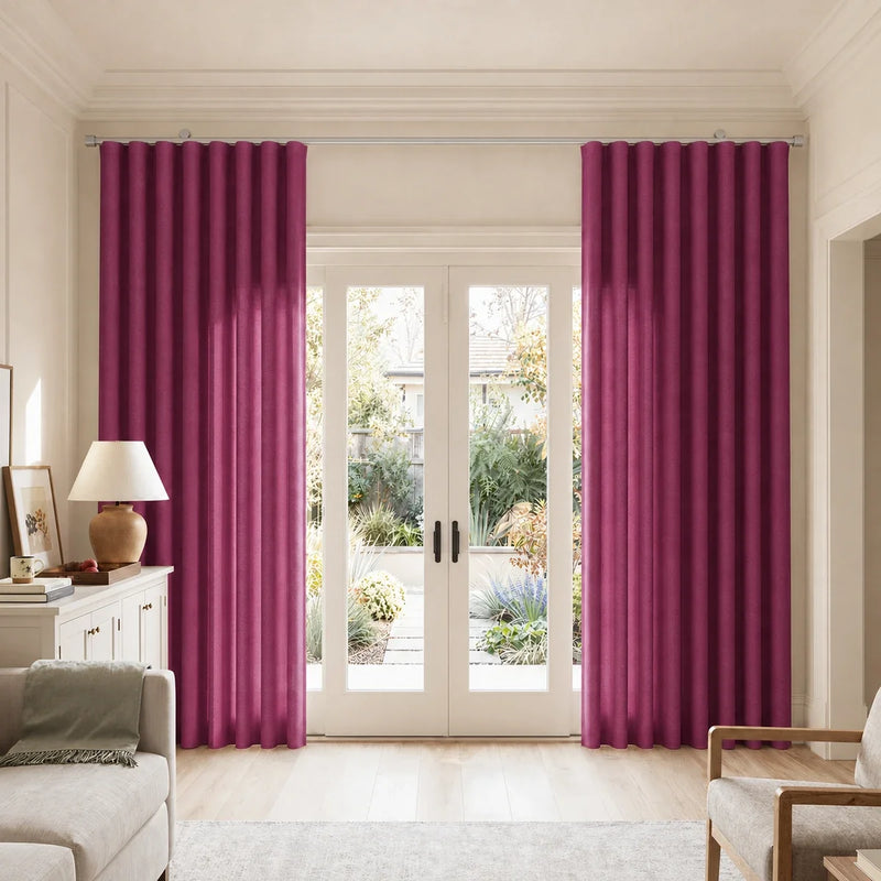 Birkin Velvet S-fold Curtains with Belt Hook - Cato Traverse Rod
