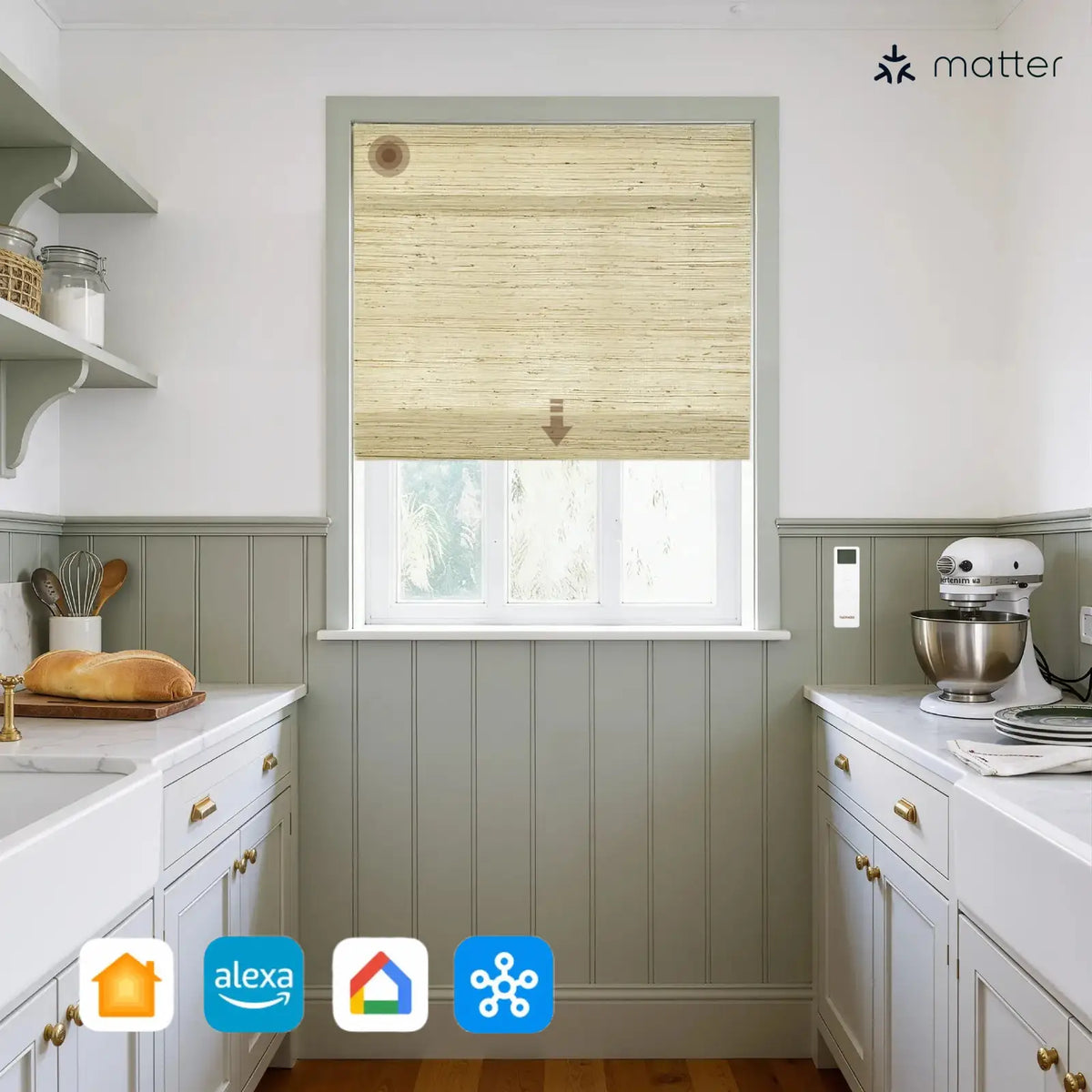 Smart Motorised Window Woven Bamboo Blinds