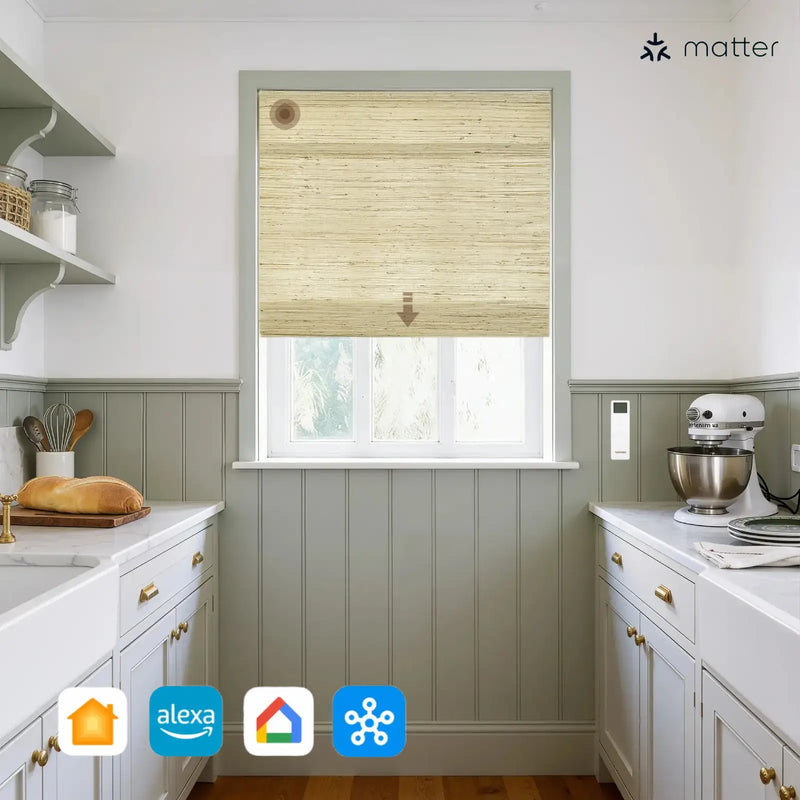 Smart Motorised Window Woven Bamboo Blinds