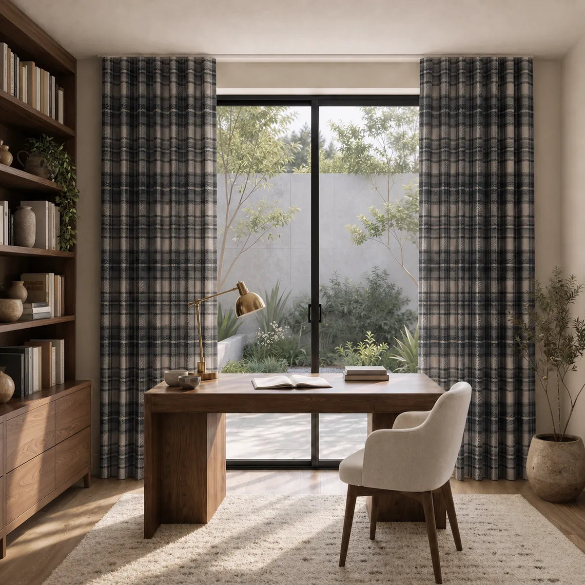 Sara Le x TWOPAGES Printed Linen S-fold Curtains with Belt Hook - Lora Track
