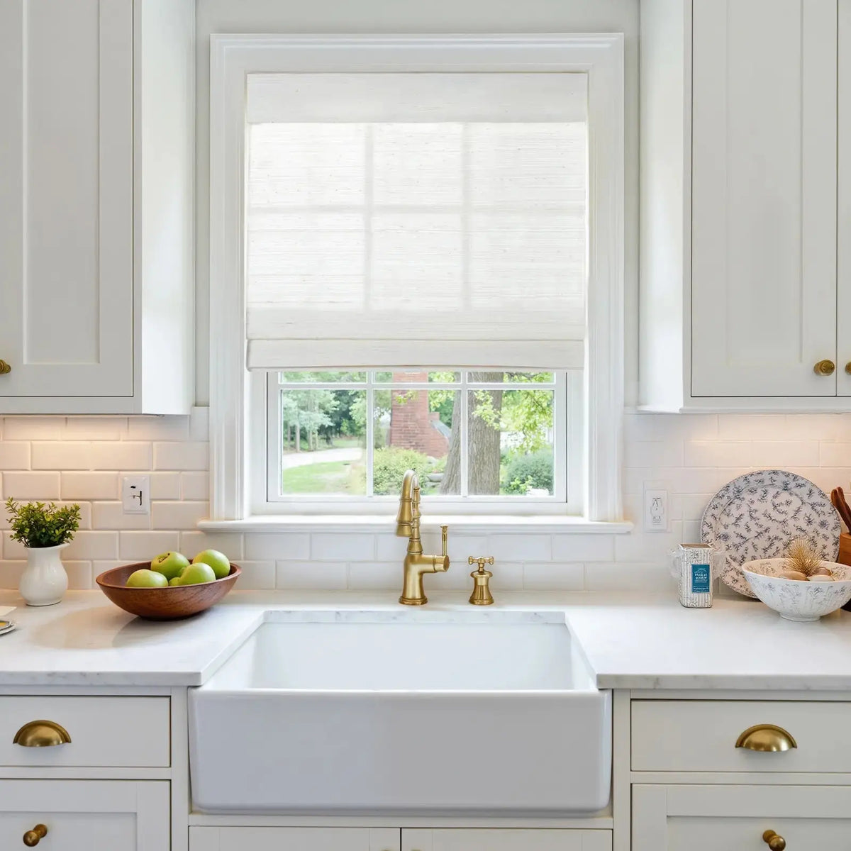 Lay Natural Ramie Bamboo Woven Blind - Rattan White