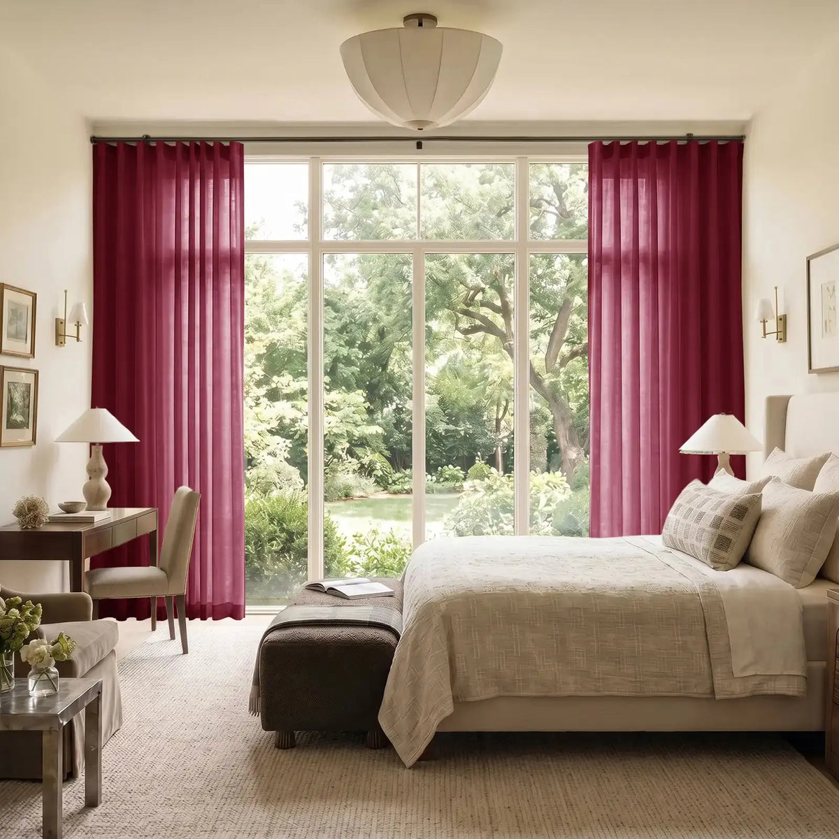 Liz Linen Ripple Fold Curtain with Belt Hook - Cato Traverse Rod- -TWOPAGES