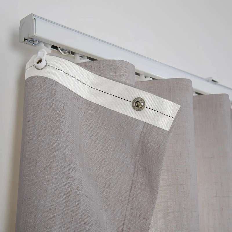 Liz Linen Ripple Fold Drapery with Snap Tape - Lora Track- -TWOPAGES