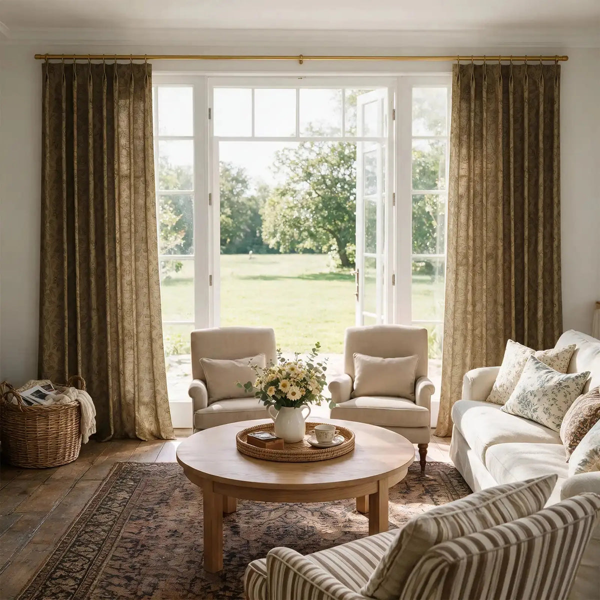 Sara Le x TWOPAGES Vintage Printed Linen Pleated Curtains