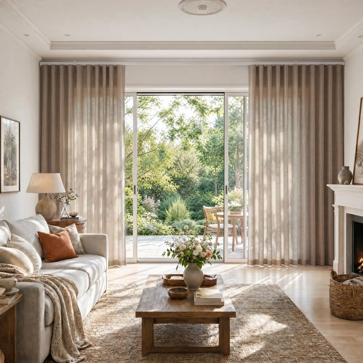 Liz Linen S-fold Curtains with Snap Tape - Lora Track