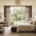 Liz Linen Ripple Fold Curtain with Belt Hook - Cato Traverse Rod- -TWOPAGES