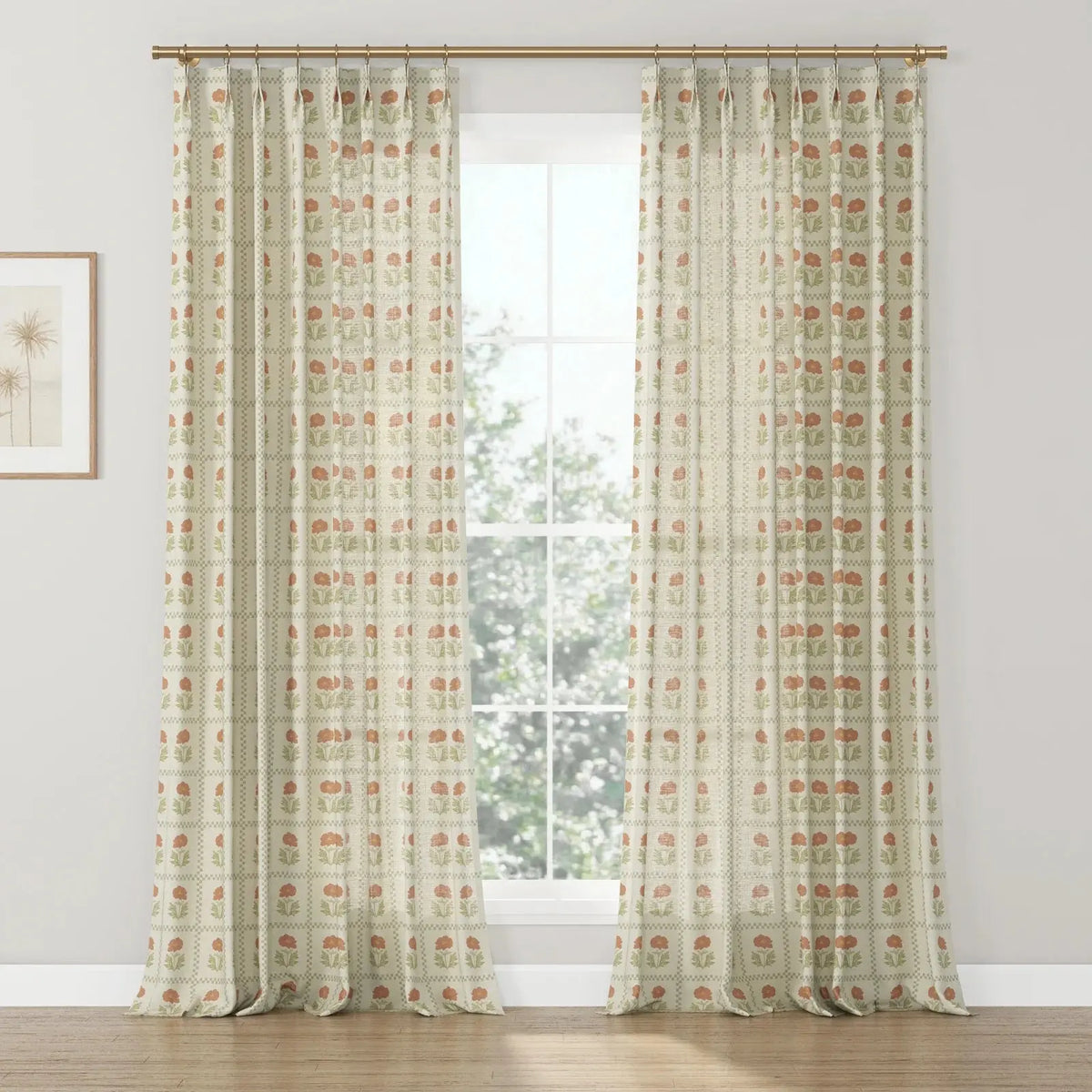 Sabrina Ramkhelawan x TWOPAGES Artisanal Canyon Grove Printed Cotton Pleated Curtains