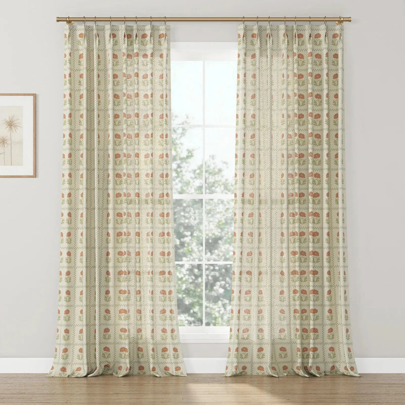 Sabrina Ramkhelawan x TWOPAGES Artisanal Canyon Grove Printed Cotton Pleated Curtains