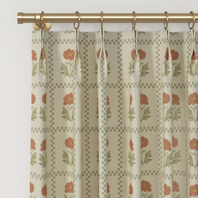 Sabrina Ramkhelawan x TWOPAGES Artisanal Canyon Grove Printed Cotton Pleated Curtains