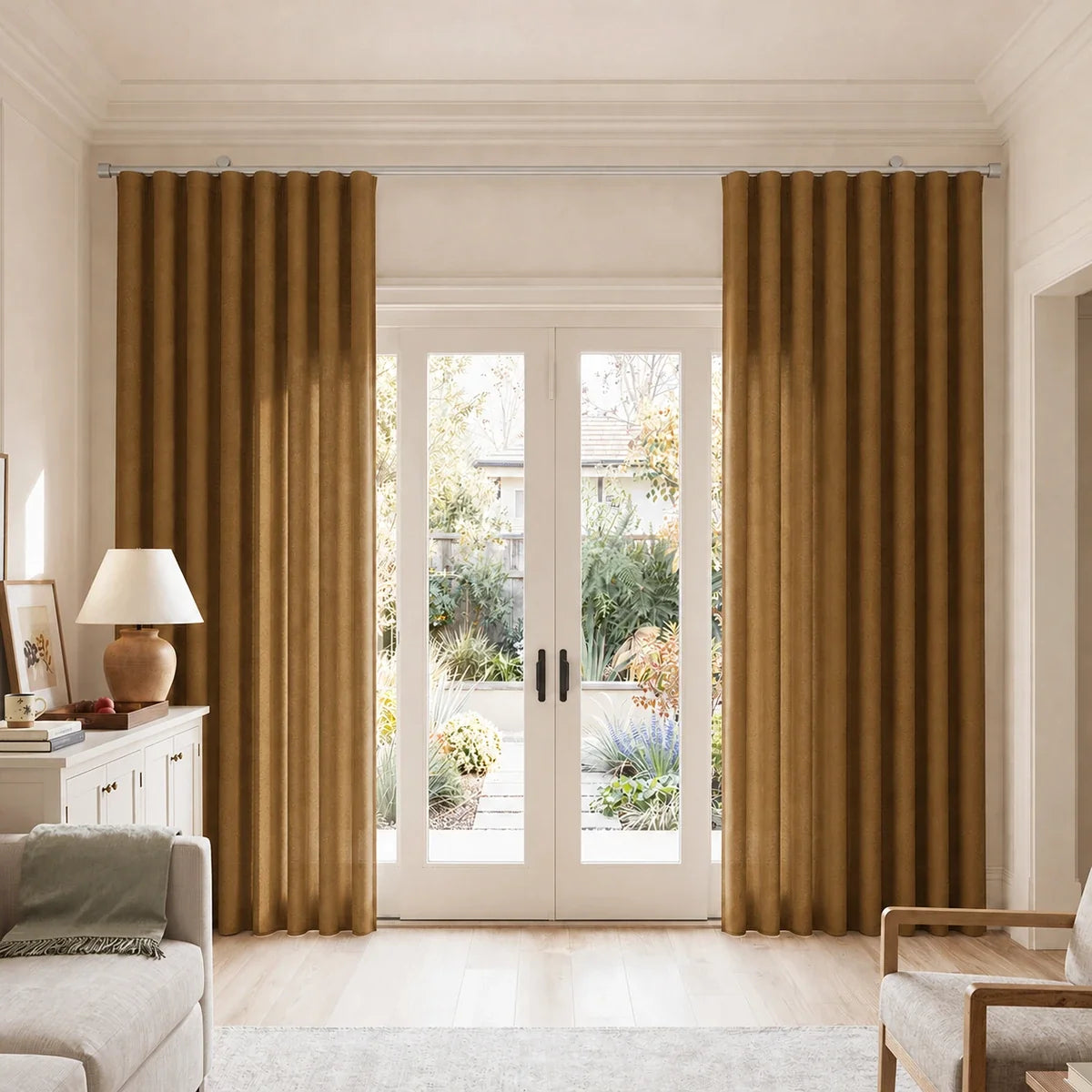 Birkin Velvet S-fold Curtains with Belt Hook - Cato Traverse Rod