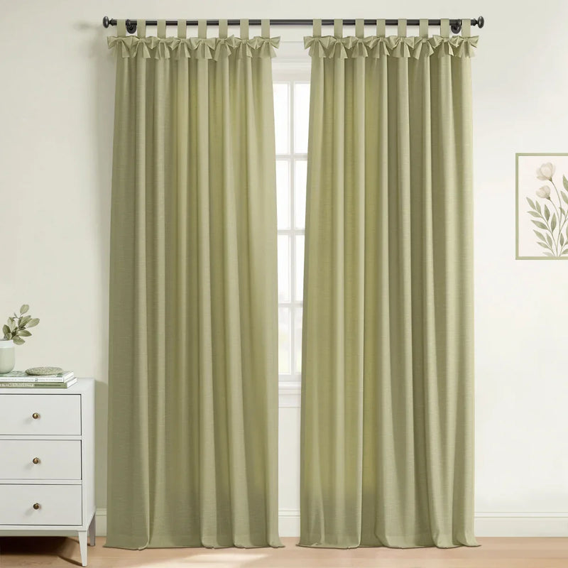 Jawara Textured Linen Cotton Tie Top Curtains