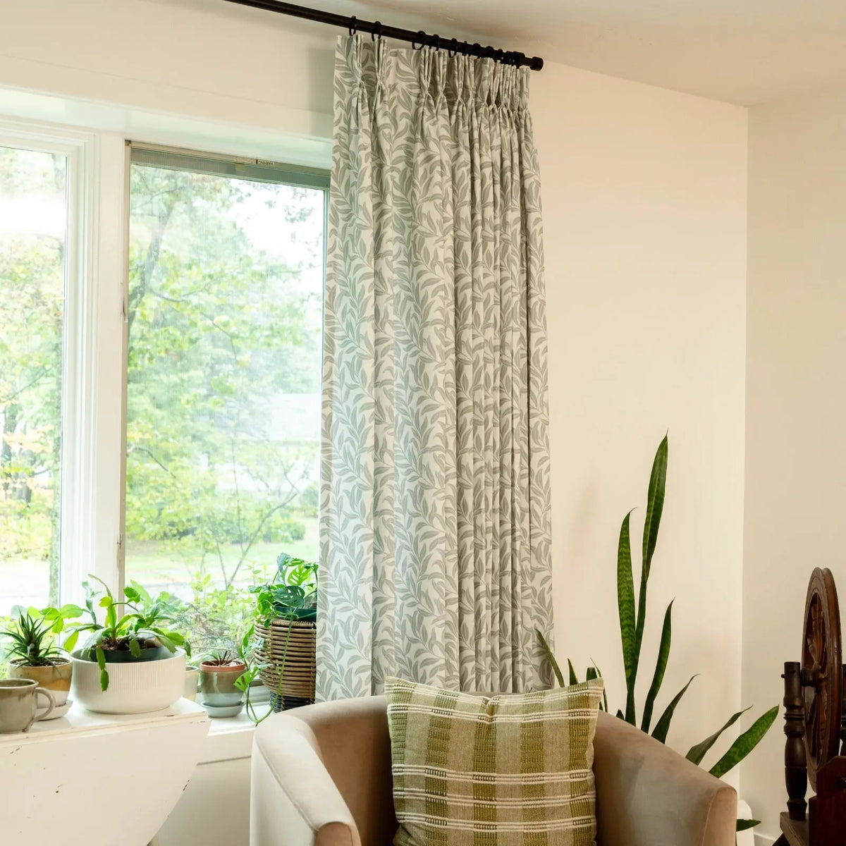 Leah Berin x TWOPAGES Vinework Garden Botanical Printed Cotton Pleated Curtains