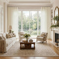 Liz Linen Ripple Fold Drapery with Snap Tape - Cato Traverse Rod- -TWOPAGES