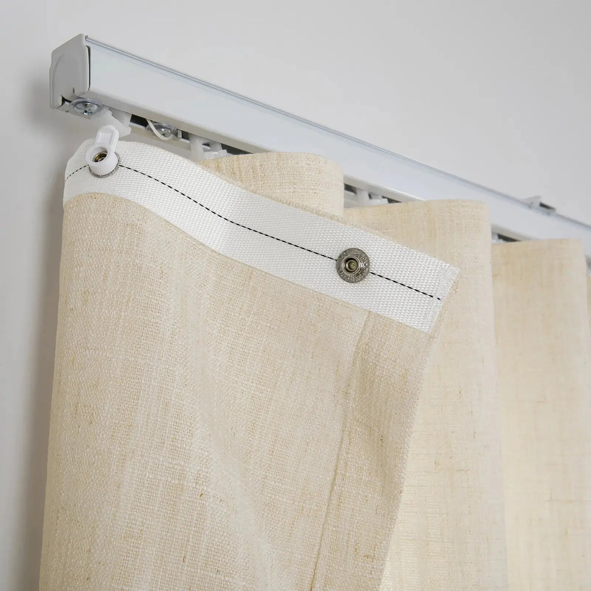 Liz Linen Ripple Fold Drapery with Snap Tape - Lora Track- -TWOPAGES