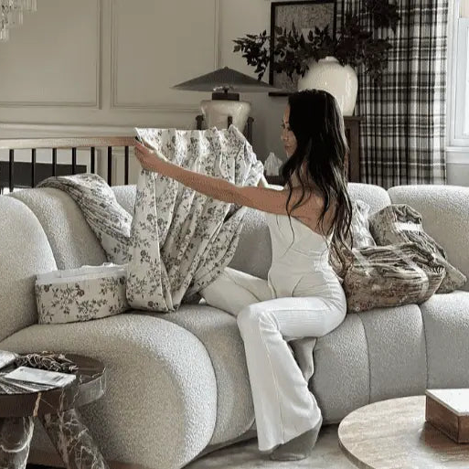 Sara Le x TWOPAGES Vintage Printed Linen Pleated Curtains