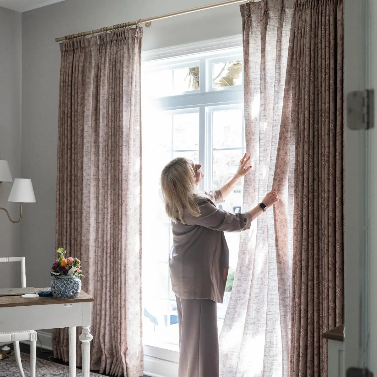Sara Le x TWOPAGES Vintage Printed Linen Pleated Curtains