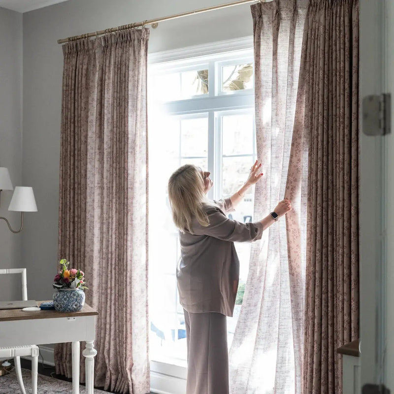 Sara Le x TWOPAGES Vintage Printed Linen Pleated Curtains